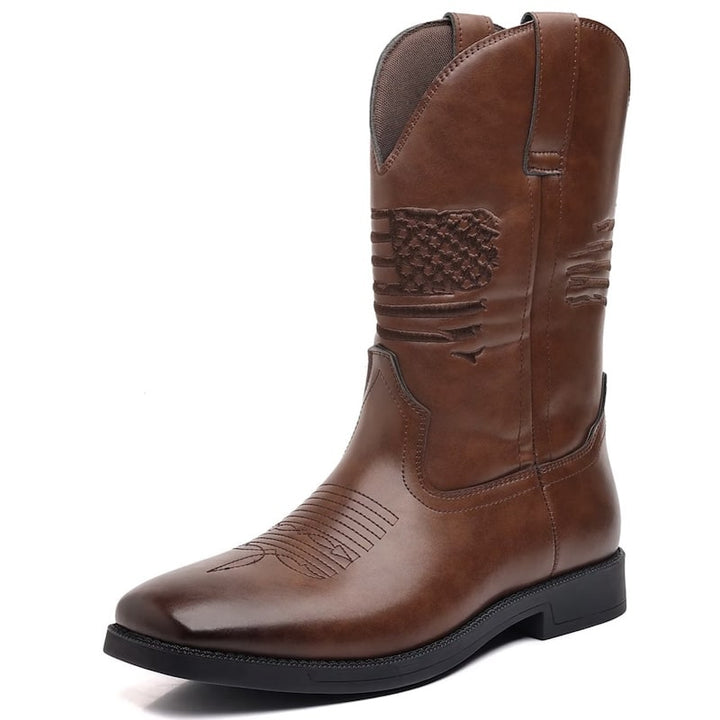 A brown cowboy boot.