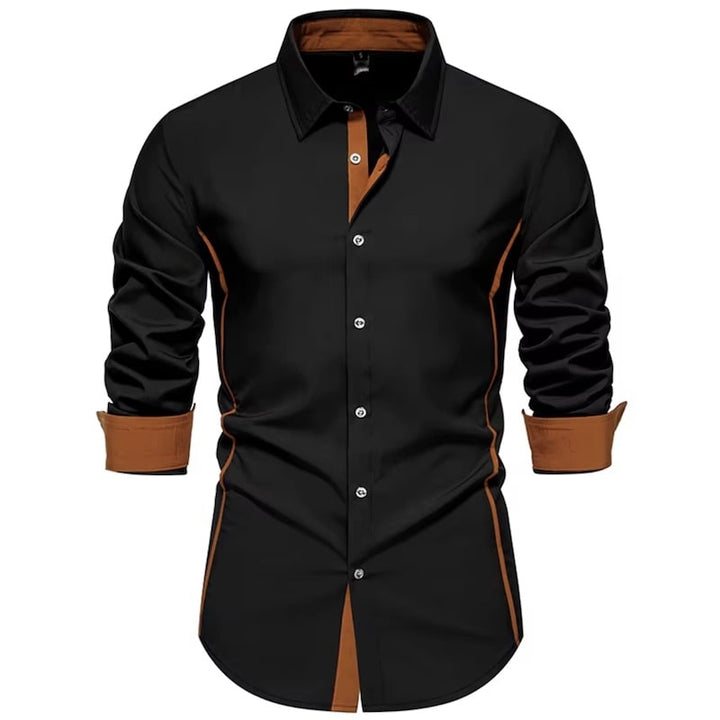 Black and brown long-sleeved shirt.
